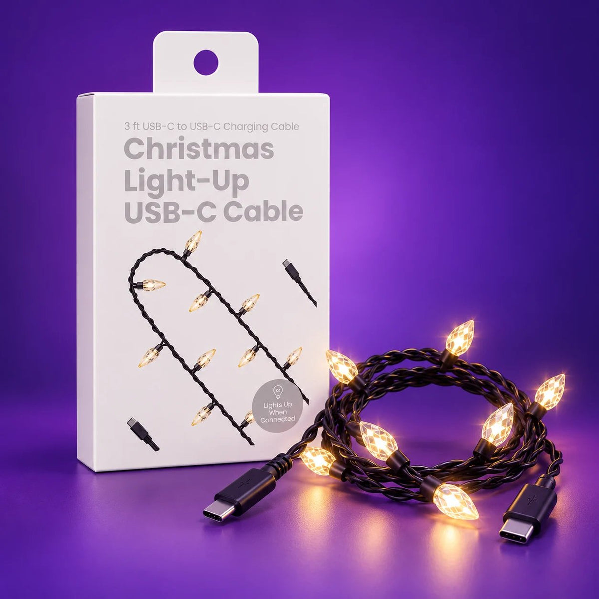 GEMS Light Up USB-C Cable | 3ft 20W Fast Charging LED Glowing Charging Cord