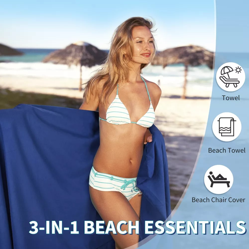 🎉Summer Hot Sale🎁Sun Lounger Towel in Bag with Pockets Storage