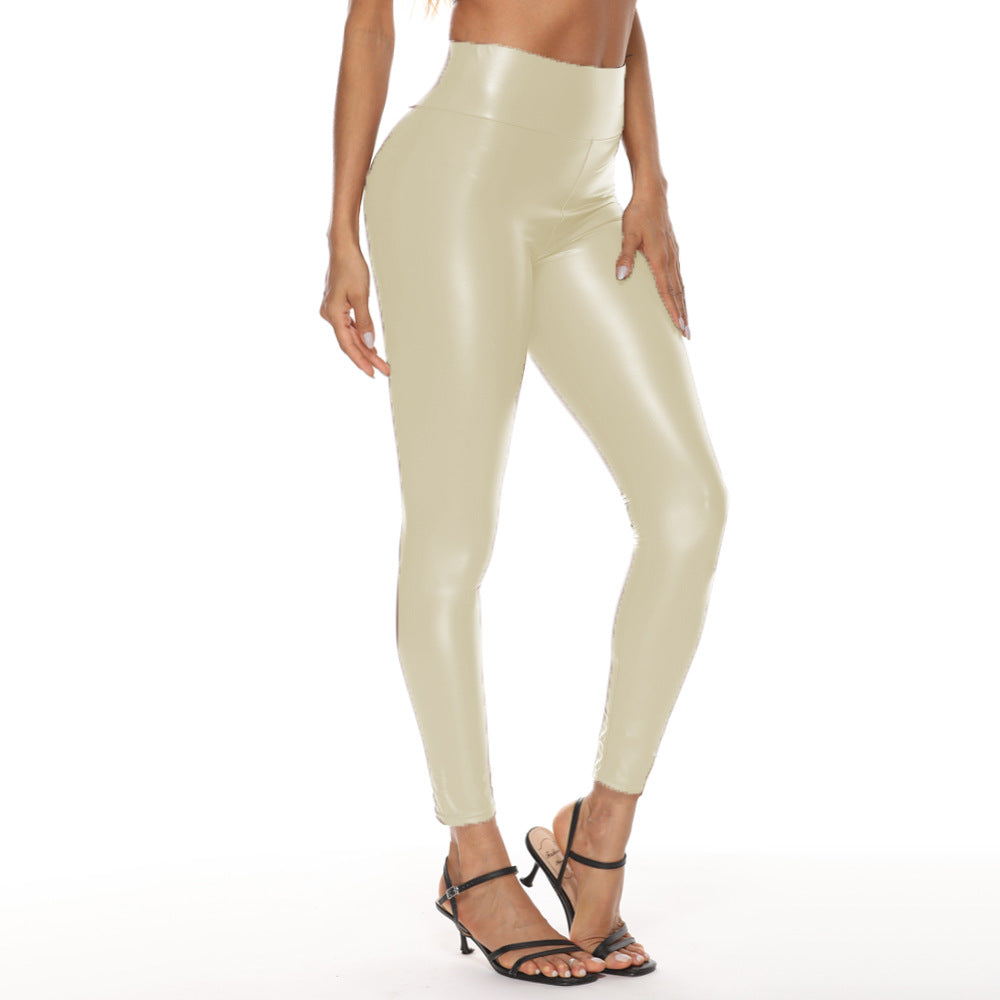 🎁Women's solid color tight leather pants