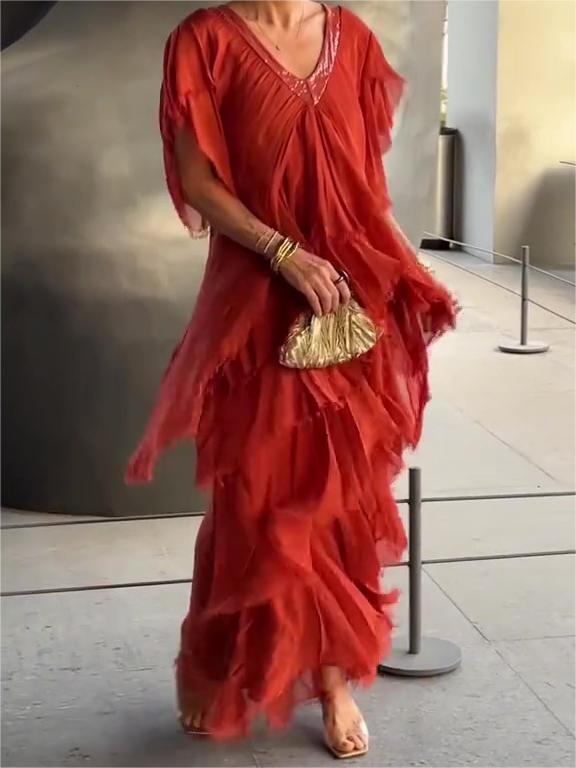 🔥Last Day Promotion🔥Elegant V-neck Maxi Dress(BUY 2 FREE SHIPPING)