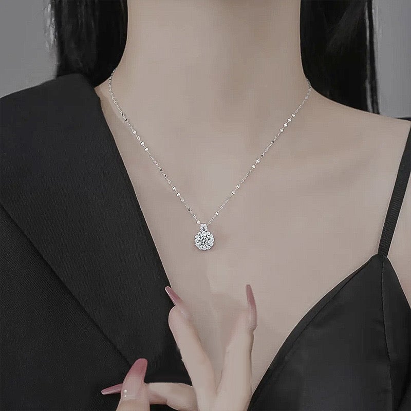 š„š„S925 Sterling Silver zircon Sunflower Pendant Necklace