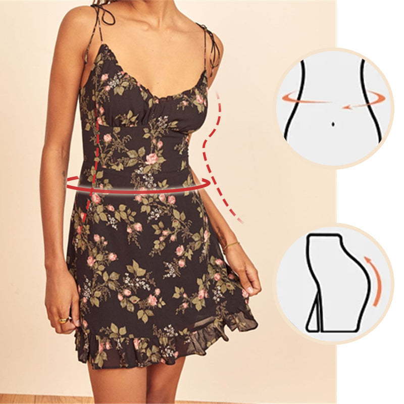 Tie Spaghetti Strap Floral Mini Dress
