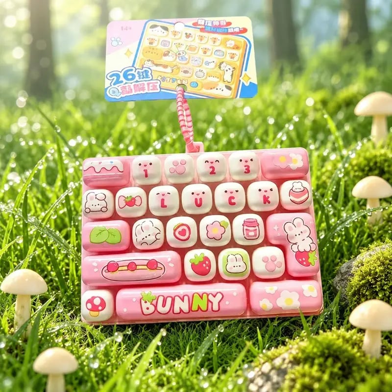 26-Key Mini Fidget Keyboard Keychain Portable Clicky Sensory Toy & Backpack Charm for Teens 14+ and Adults