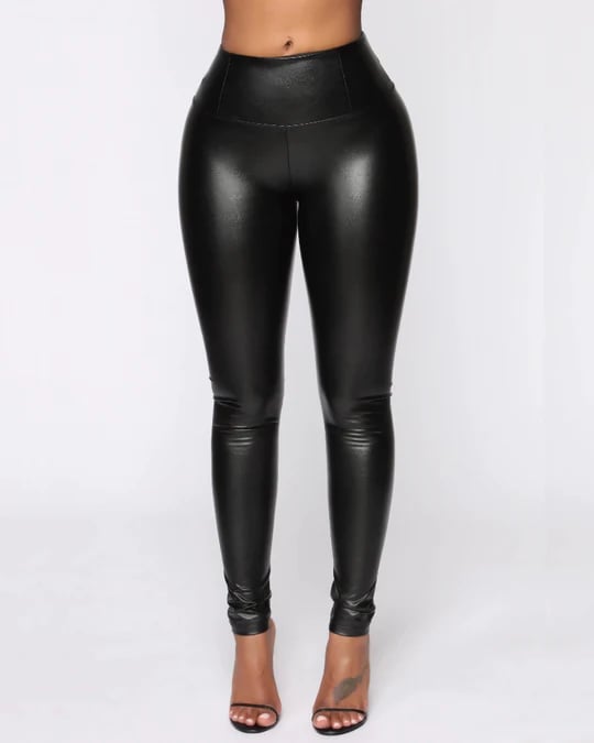 🎁Women's solid color tight leather pants