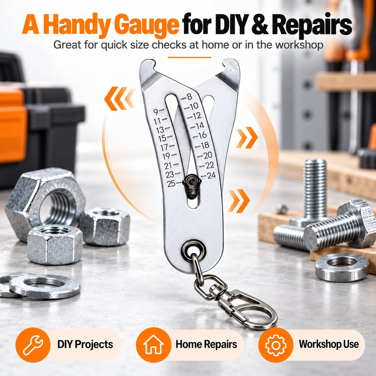 π§ Portable Nut & Bolt Size Gauge