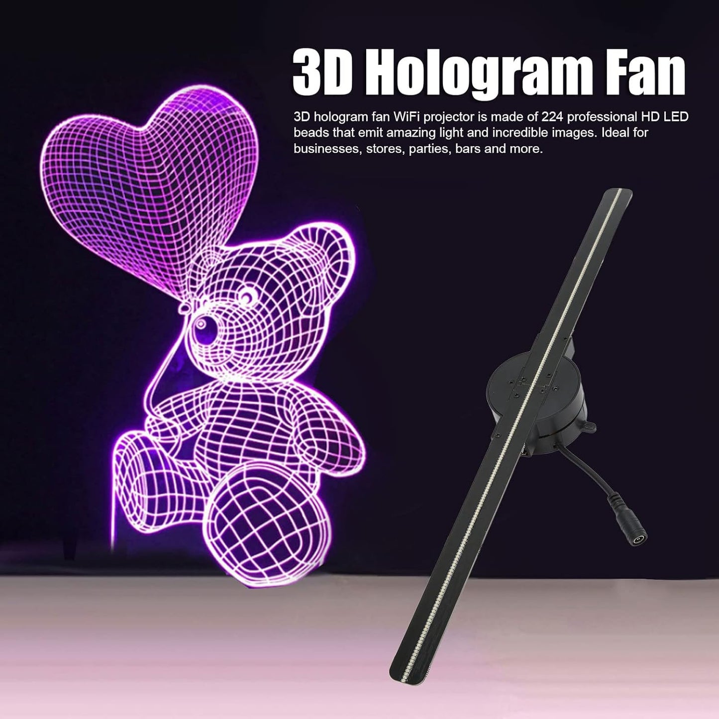(🎅Xmas Sale) - 🎄3D Hologram LED Fan Projector ✈️Free Shipping