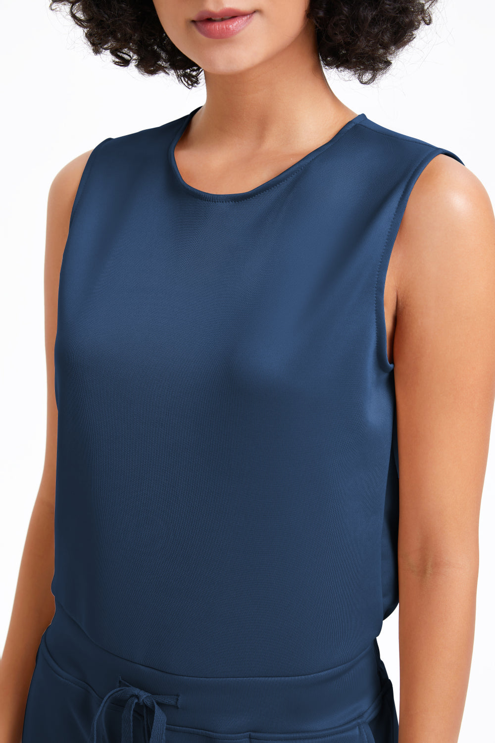 Slim casual women's sleeveless solid color v-neck trousers jumpsuit - Buy two and get free shipping!