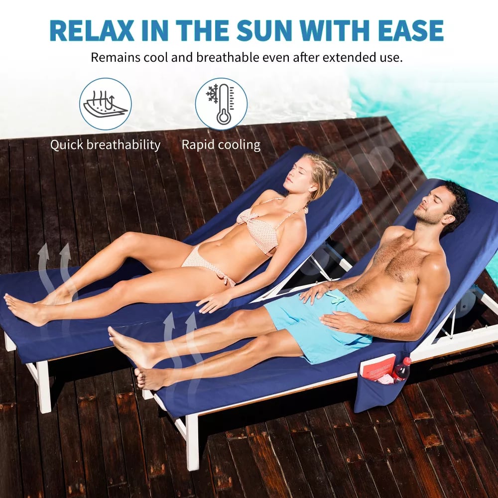 🎉Summer Hot Sale🎁Sun Lounger Towel in Bag with Pockets Storage
