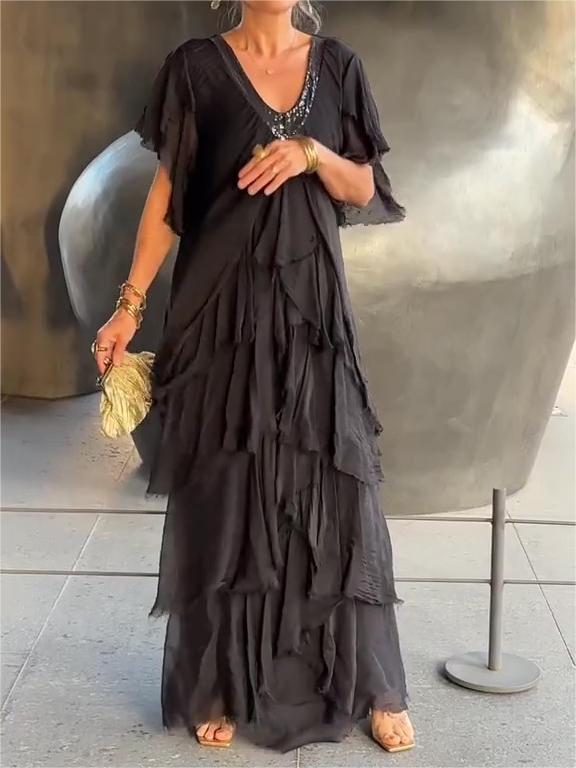 🔥Last Day Promotion🔥Elegant V-neck Maxi Dress(BUY 2 FREE SHIPPING)
