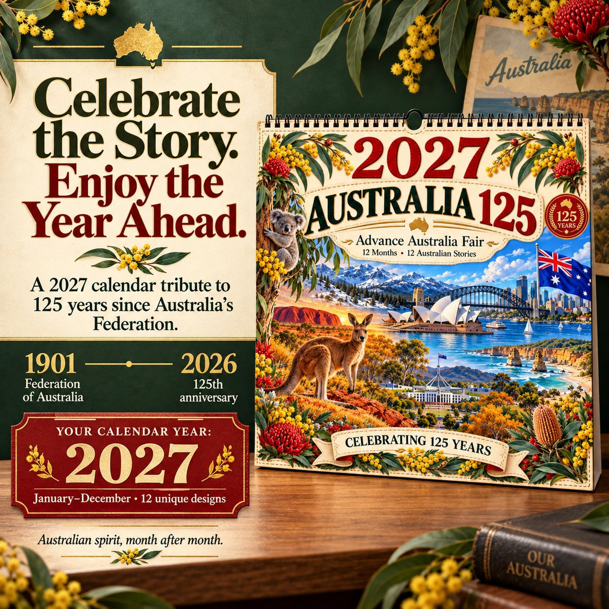 π₯π¦2027 Australia 125th Anniversary Wall Calendar π¨