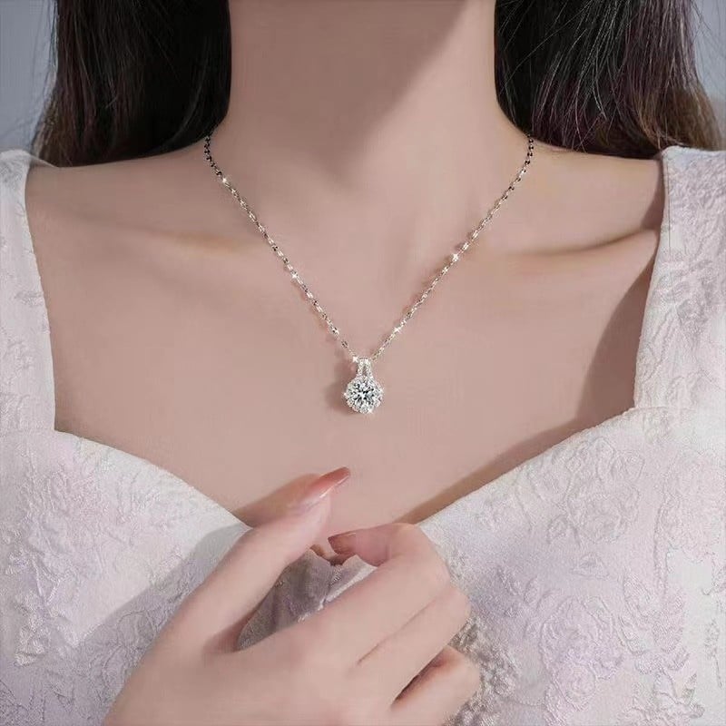 š„š„S925 Sterling Silver zircon Sunflower Pendant Necklace