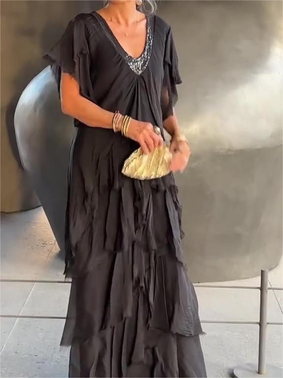 🔥Last Day Promotion🔥Elegant V-neck Maxi Dress(BUY 2 FREE SHIPPING)