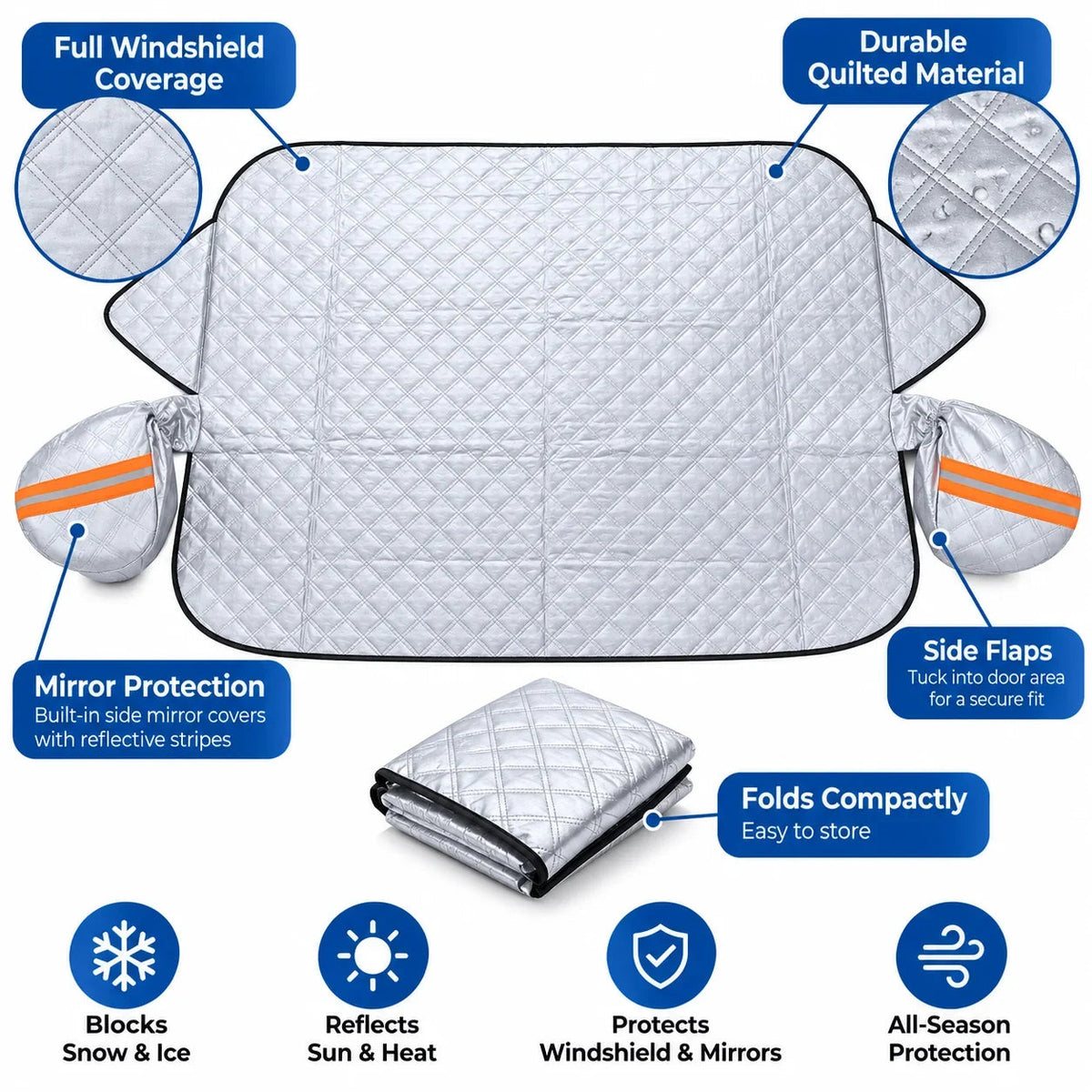 🚗 All-Season Windshield Cover | Snow, Frost, Sun & Debris