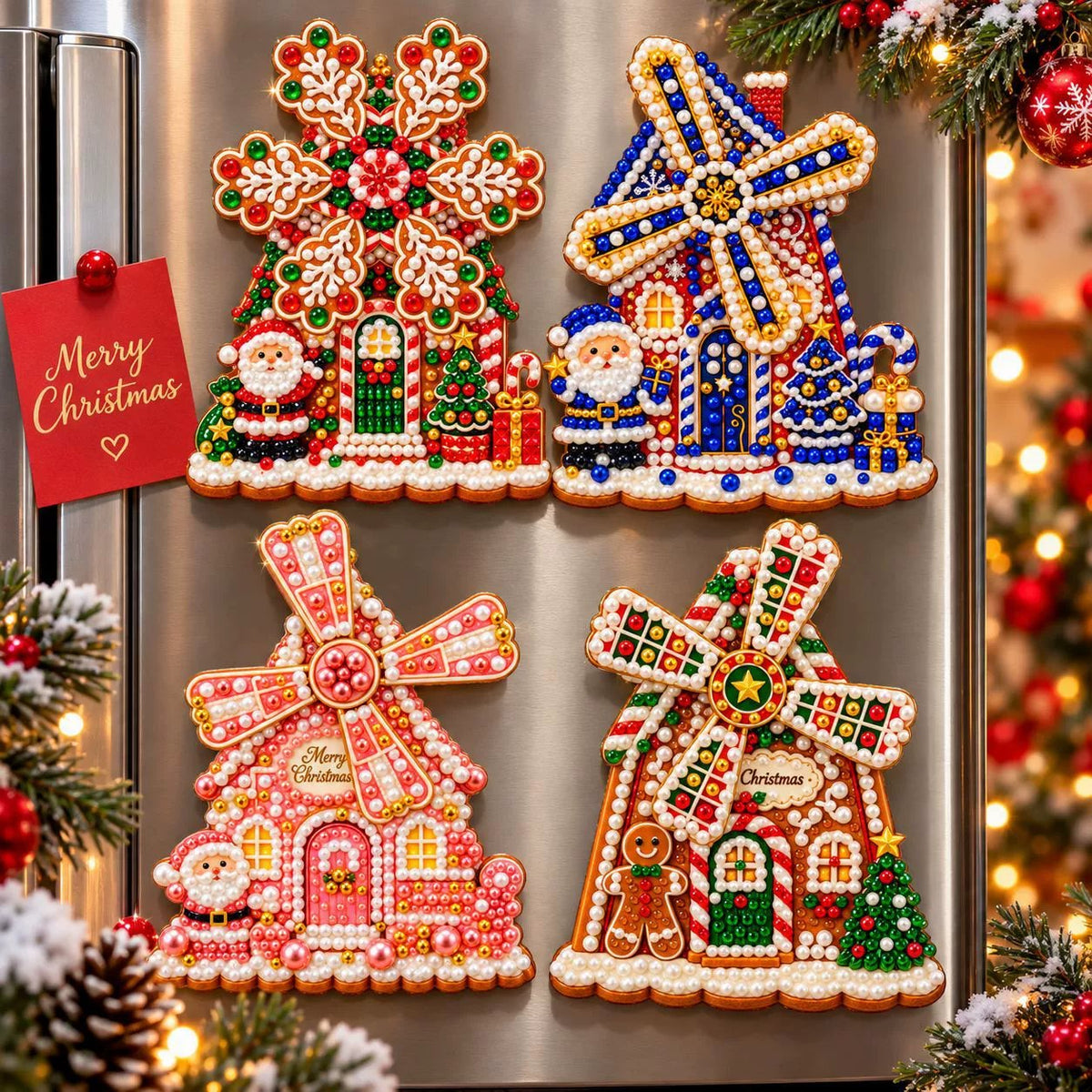 π Wooden Christmas windmill decoration with rotating sails β 4 festive designs