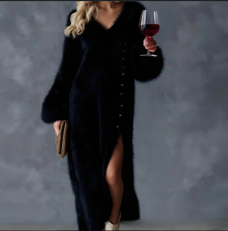 Festive Reindeer Side Slit Dress