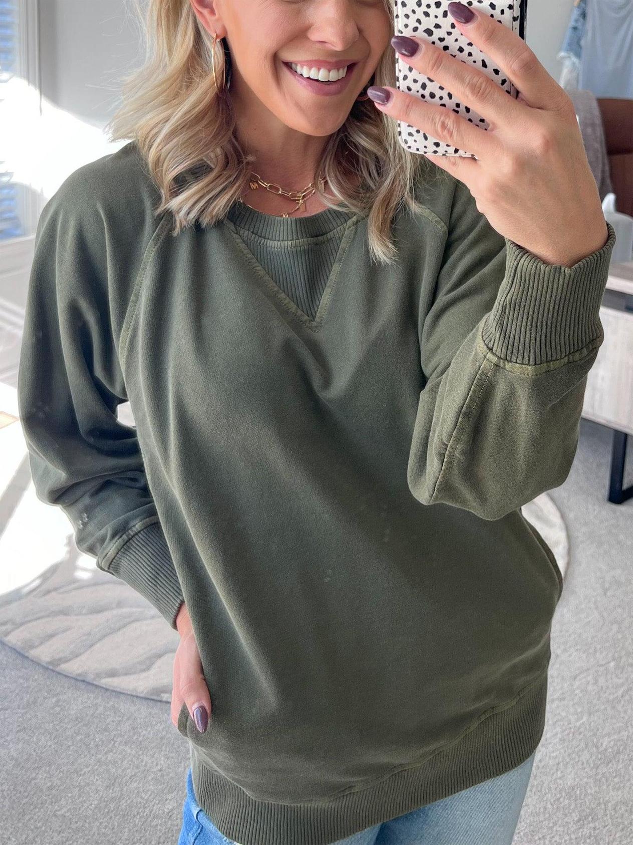 ð¥Women's Ribbed Accent Pocketed Pullover (Buy 2 Free Shipping)