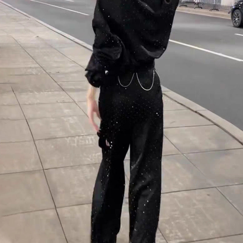 Ladies Trendy Shirt Ripped Pants Set