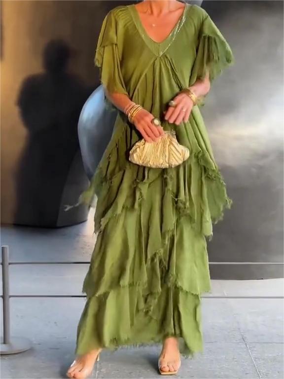 🔥Last Day Promotion🔥Elegant V-neck Maxi Dress(BUY 2 FREE SHIPPING)