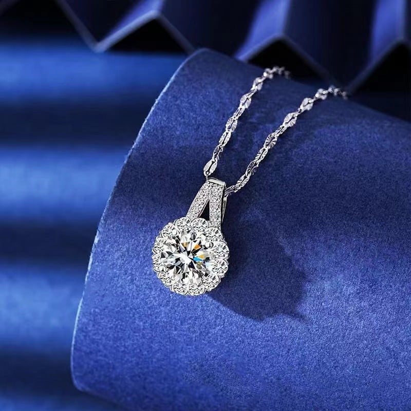 š„š„S925 Sterling Silver zircon Sunflower Pendant Necklace
