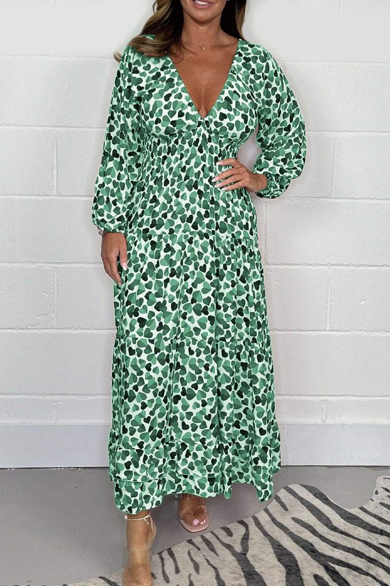 💃Heart Smocked Midi Dress