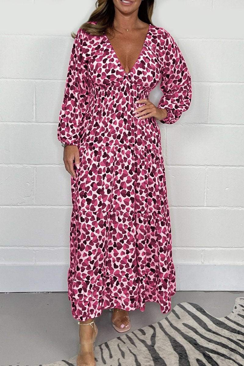 💃Heart Smocked Midi Dress