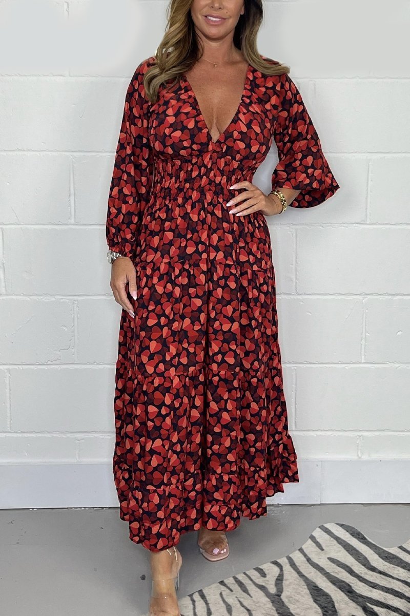 💃Heart Smocked Midi Dress