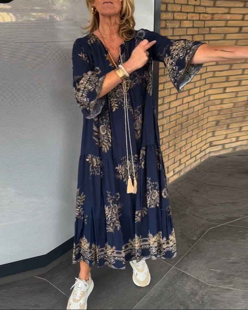 🔥Loose-Fitting Vintage V-neck Dress