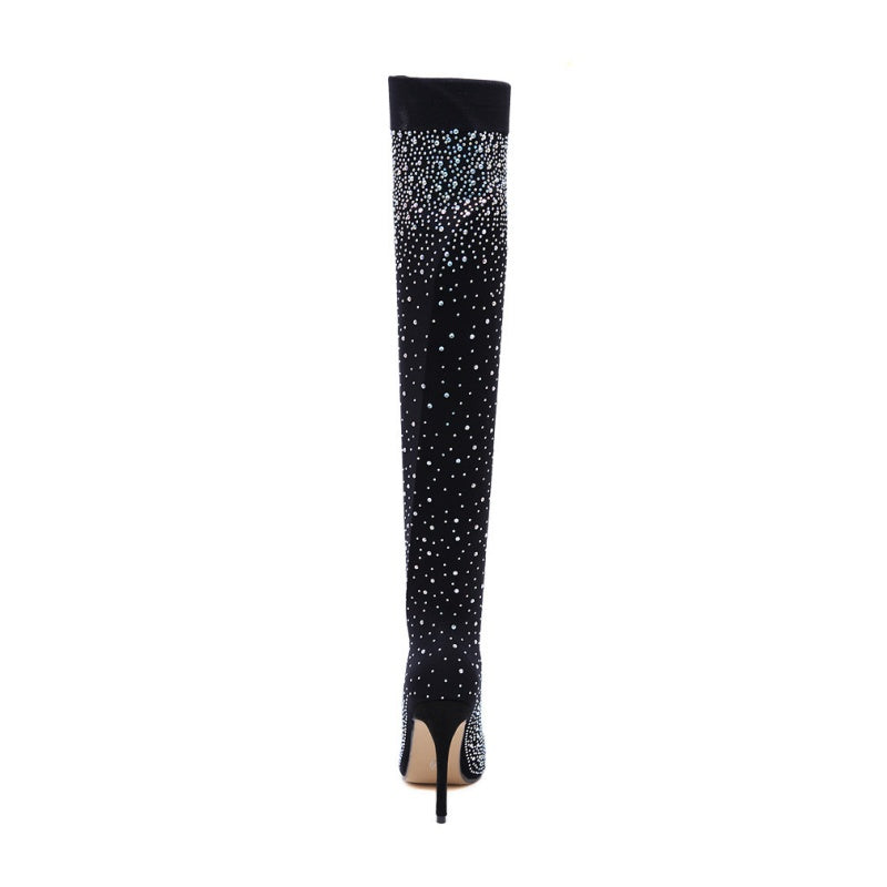 ✨Women's Sparkly Faux Diamond Knee Boots👠