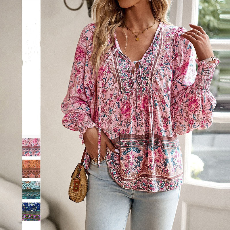 đź’–2025 New Productsđź’–Women's Fashion Printed v-Neck Long Sleeve Shirt - Buy two and get free shipping!