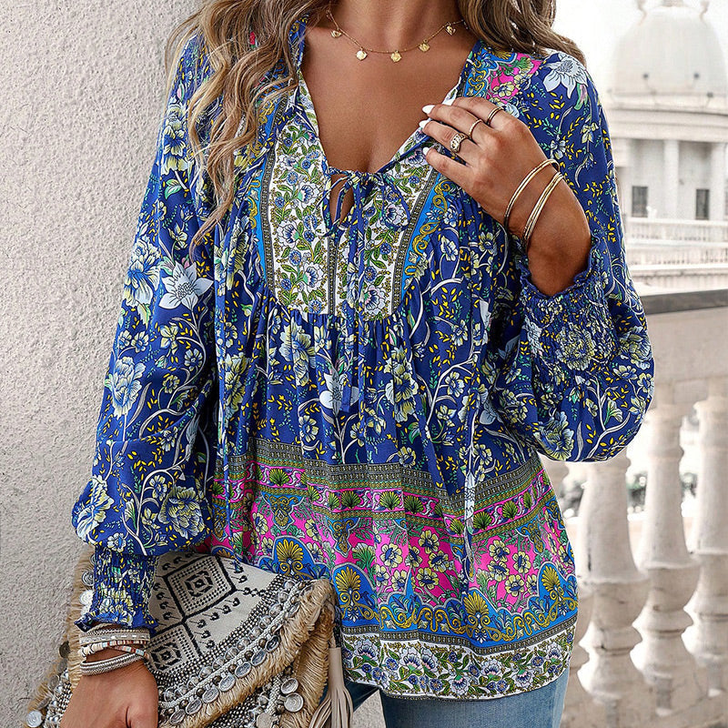 đź’–2025 New Productsđź’–Women's Fashion Printed v-Neck Long Sleeve Shirt - Buy two and get free shipping!
