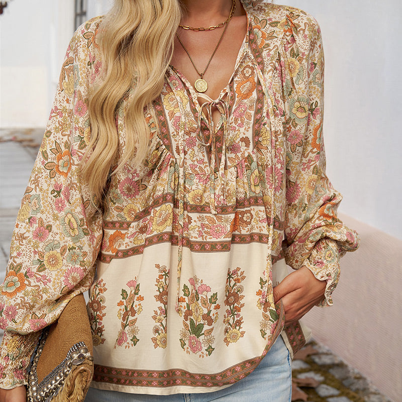 đź’–2025 New Productsđź’–Women's Fashion Printed v-Neck Long Sleeve Shirt - Buy two and get free shipping!
