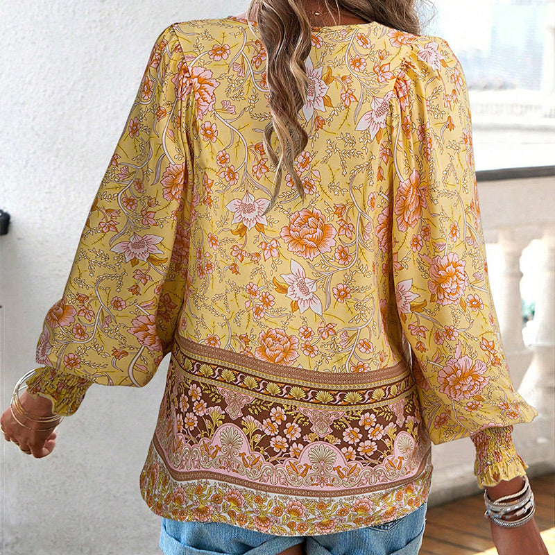 đź’–2025 New Productsđź’–Women's Fashion Printed v-Neck Long Sleeve Shirt - Buy two and get free shipping!