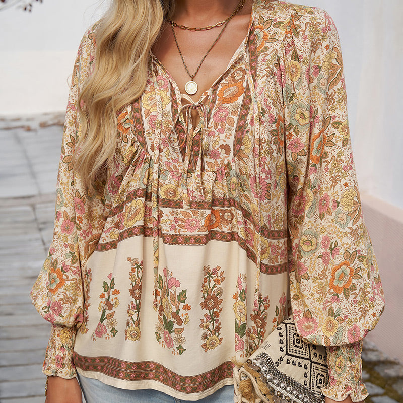 đź’–2025 New Productsđź’–Women's Fashion Printed v-Neck Long Sleeve Shirt - Buy two and get free shipping!