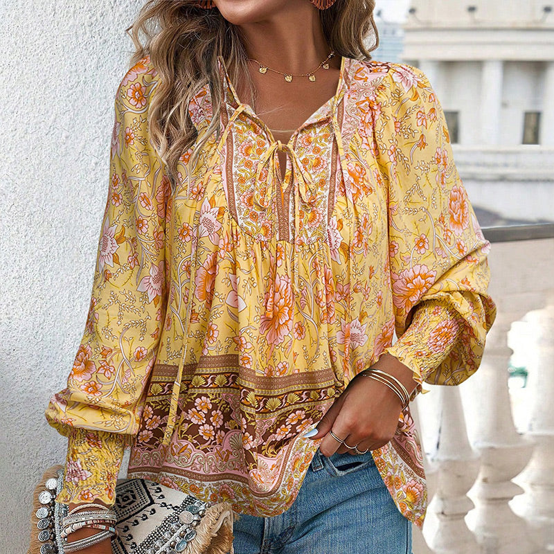 đź’–2025 New Productsđź’–Women's Fashion Printed v-Neck Long Sleeve Shirt - Buy two and get free shipping!
