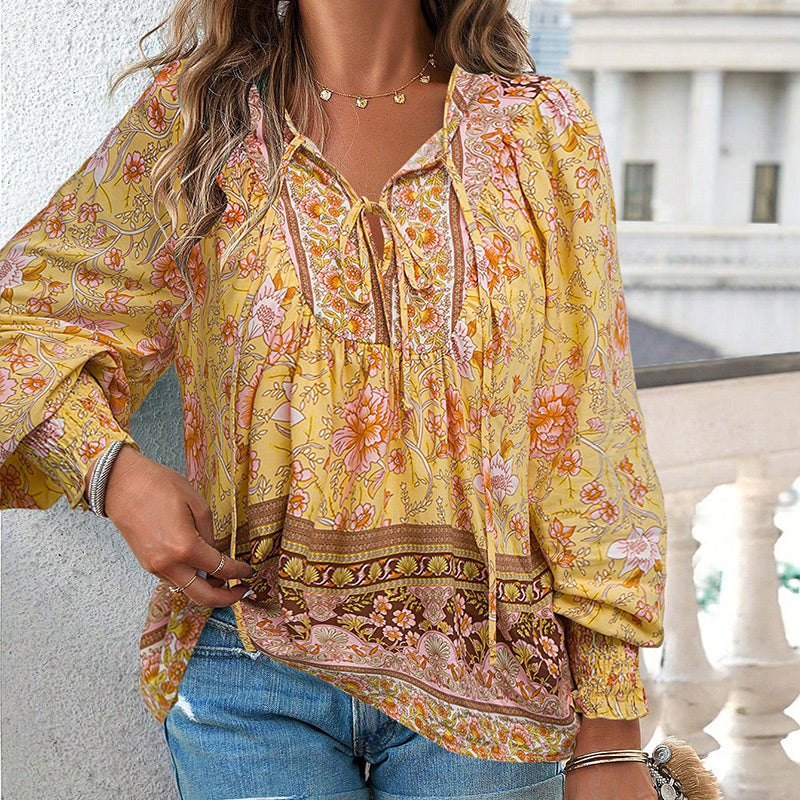 đź’–2025 New Productsđź’–Women's Fashion Printed v-Neck Long Sleeve Shirt - Buy two and get free shipping!