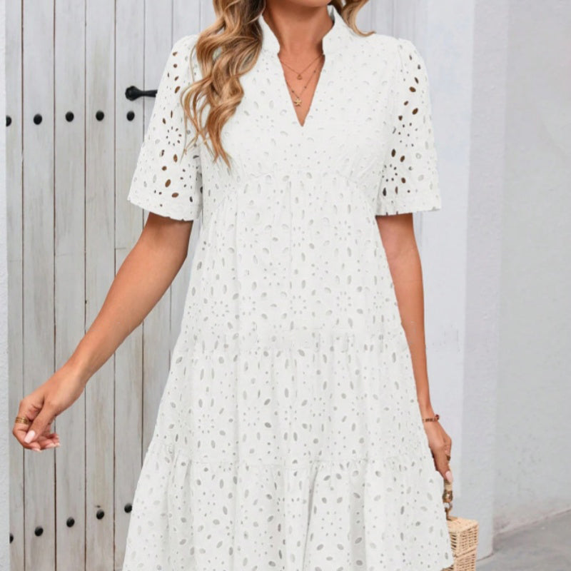 👗Summer New💃Women's V-Neck A-Line Cutout Printed Dress