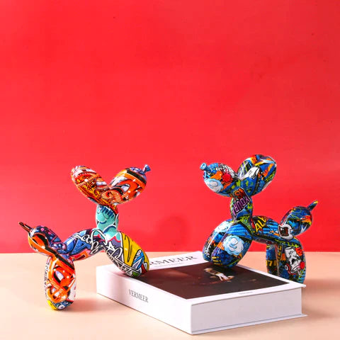 Graffiti Painted Balloon Dog Sculpture