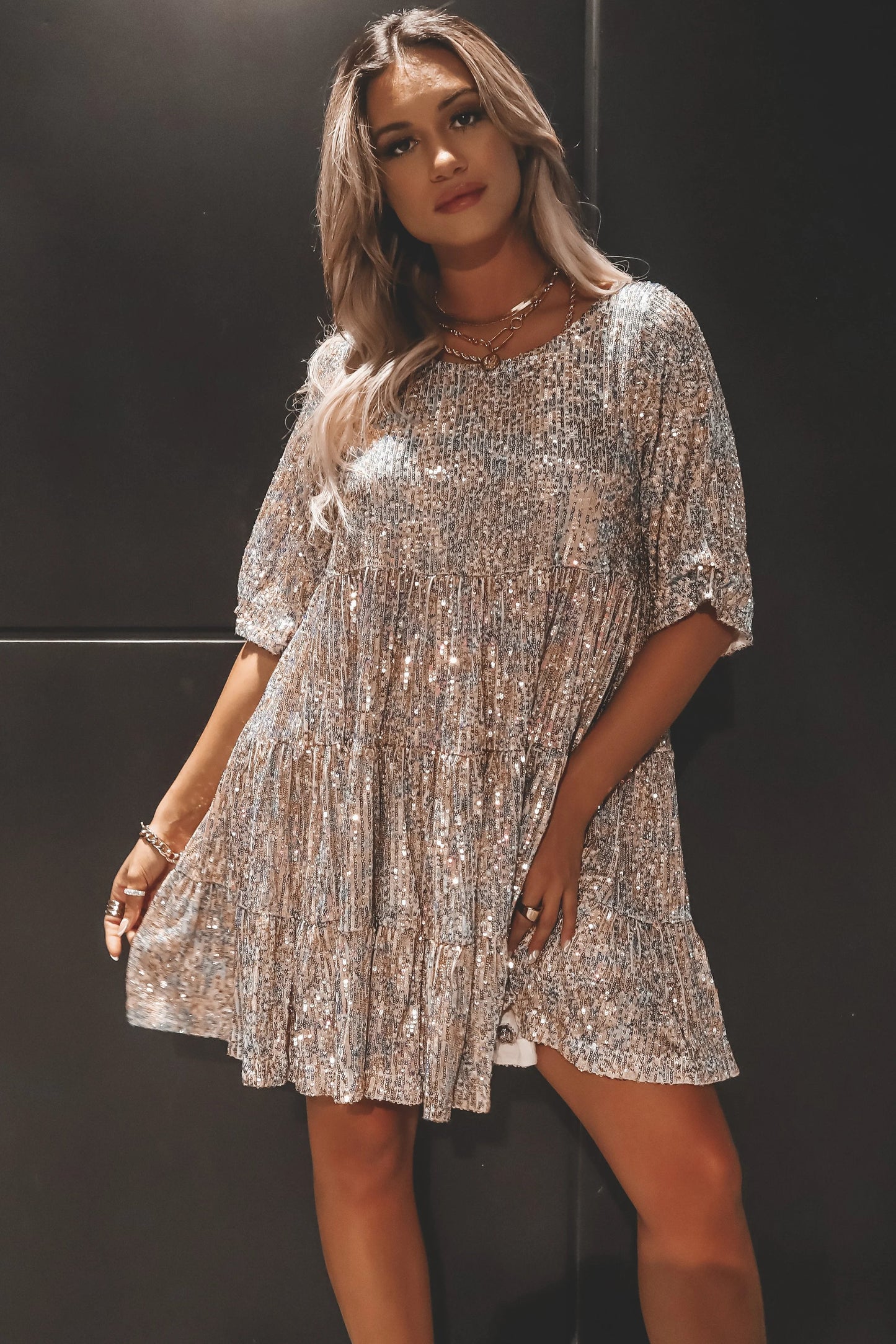 🎁✨Sequin Baby Doll Dress