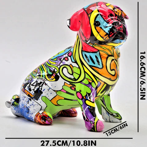 Pug Nordic Painted Statue