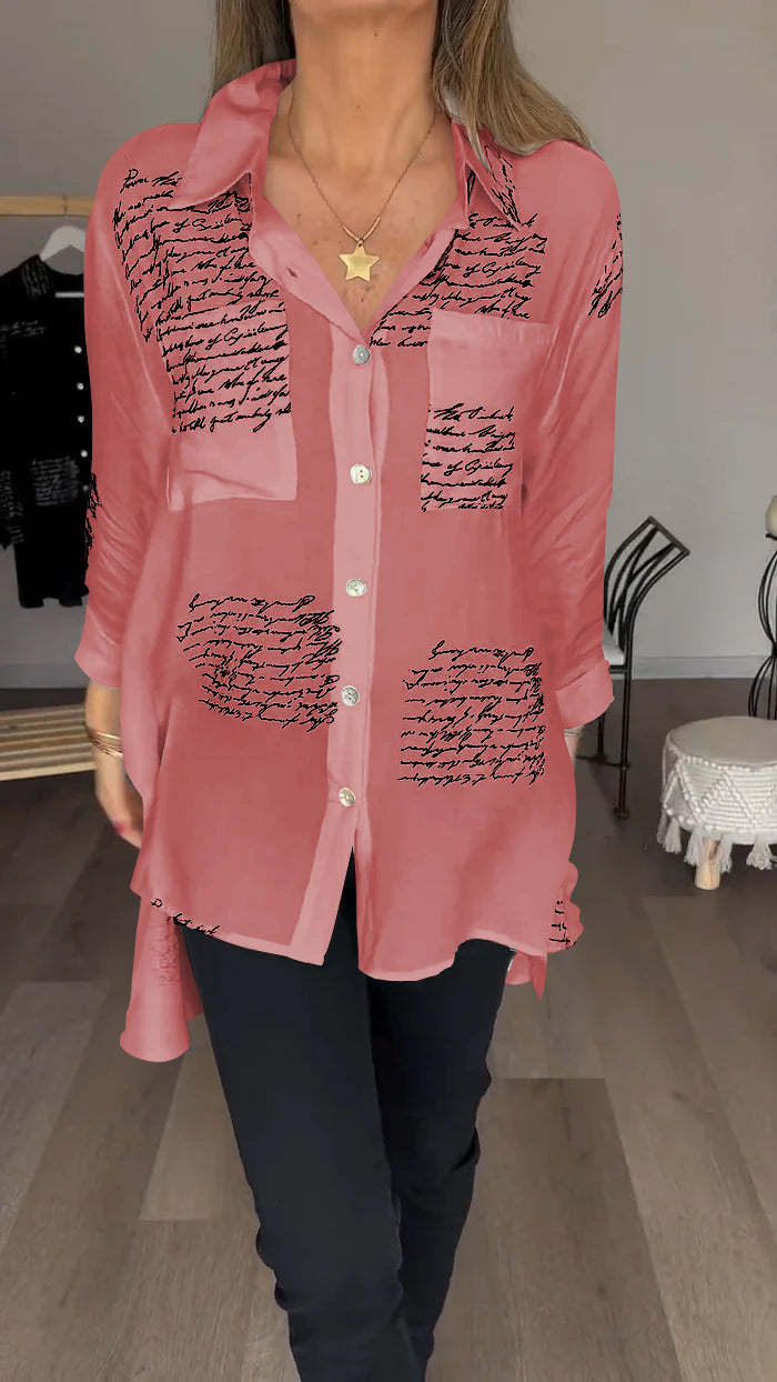 2024 new model Letter Print Fashion Lapel Shirt (Buy 2 Free Shipping)