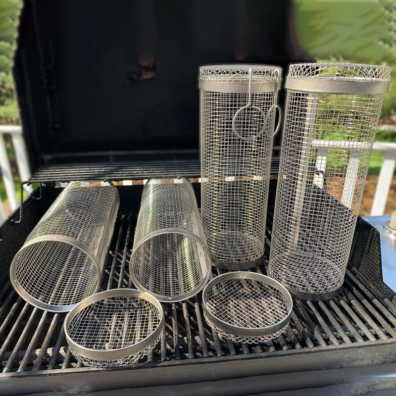 Cylindrical barbecue basket
