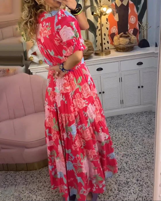 V-neck dress with floral print