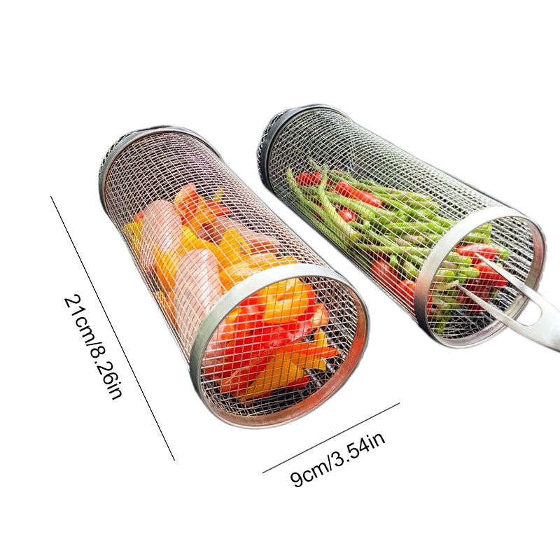 Cylindrical barbecue basket
