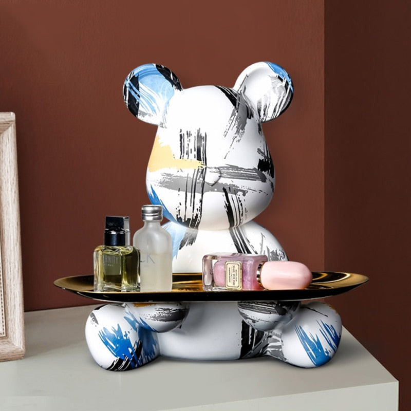 Bear Graffiti Painted Sculpture Table Tray