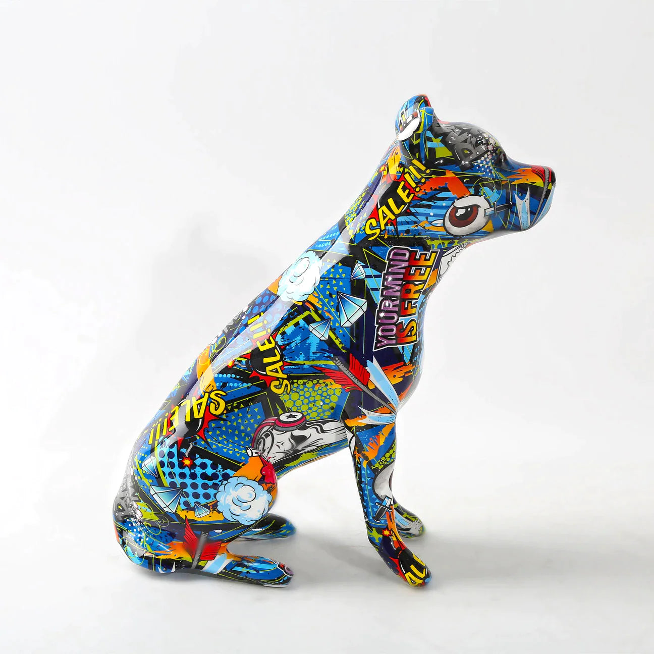 Staffordshire Terrier Graffiti Painted Statue