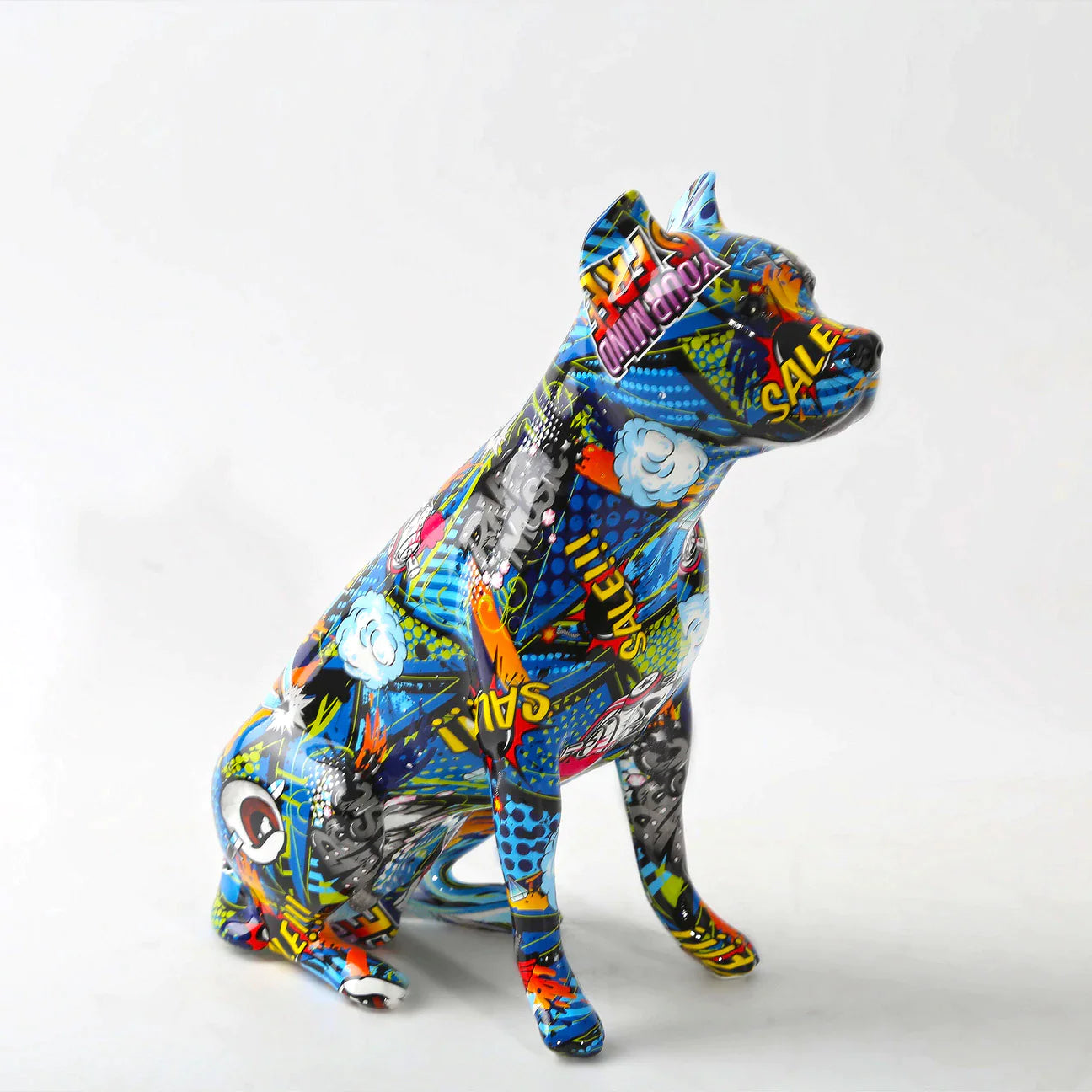 Staffordshire Terrier Graffiti Painted Statue
