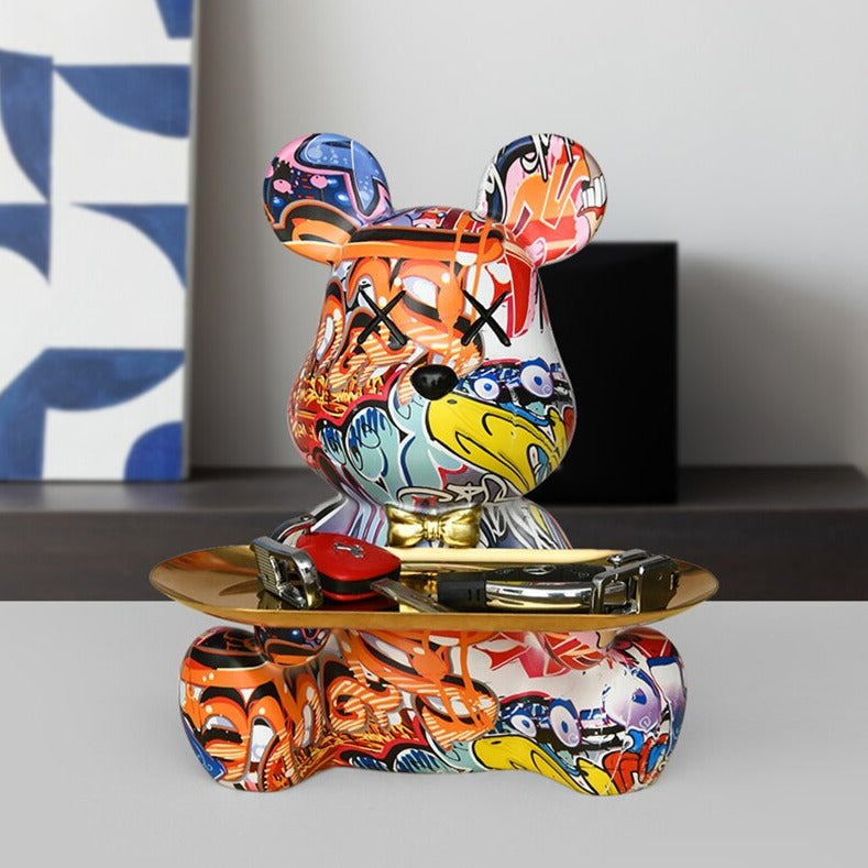 Bear Graffiti Painted Sculpture Table Tray