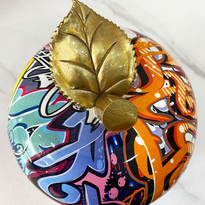 Graffiti Painted Apple Sculpture