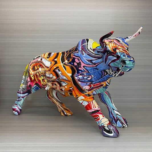 Graffiti Painted Bull Sculpture