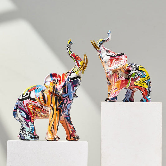 Elephant Nordic Painted Statue
